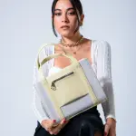 Mini Tote with Front Pocket - BEIGE