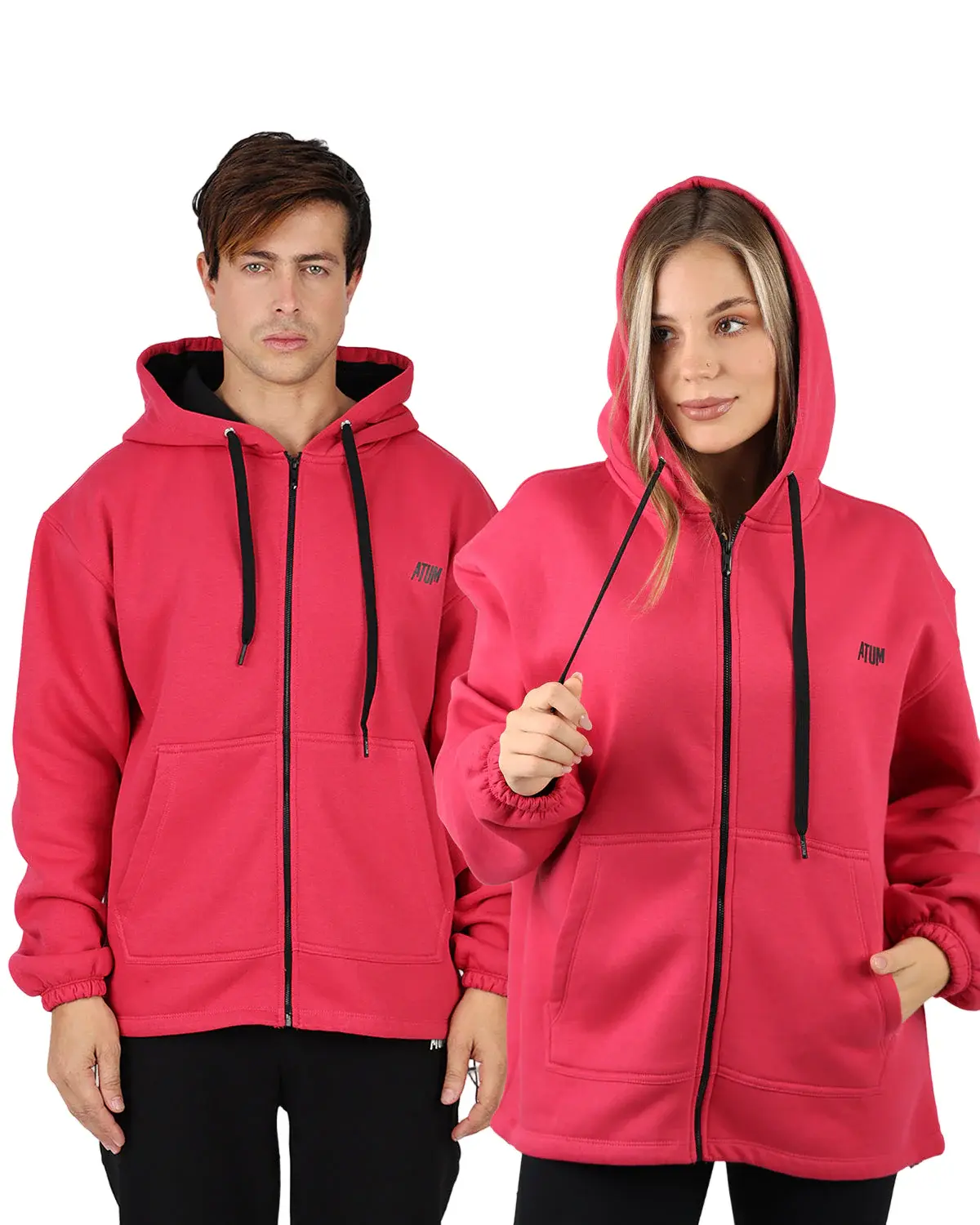 Unisex Essential Zip Magenta Hoodie
