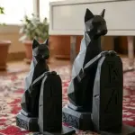 Modern Low Poly Egyptian Cat Bookend