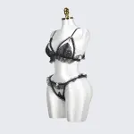 Plus Size Bow Accent Black Bra Panty Set