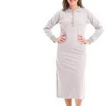 Classic Striped Long Nightgown with Collar – Soft Cotton Comfort