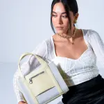 Mini Tote with Front Pocket - BEIGE