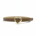 Leather Belt with Gold Heart Buckle BT-7