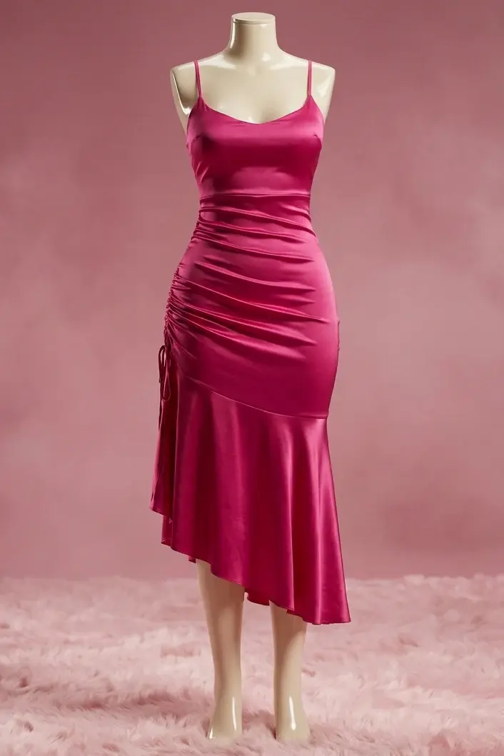 Ruffle Satin Dress