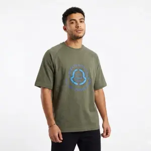 Olive Oversized Circle Chest Print T-Shirt
