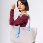 Tote Bag with Contrast Handle - BLUE
