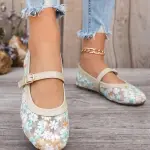 Floral Embroidered Lace Ballerina Flats BN-63