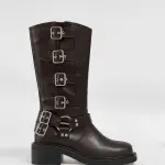 Black Leather biker boots