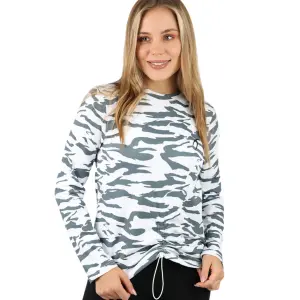 Cinchable Long-Sleeve Gray T-Shirt