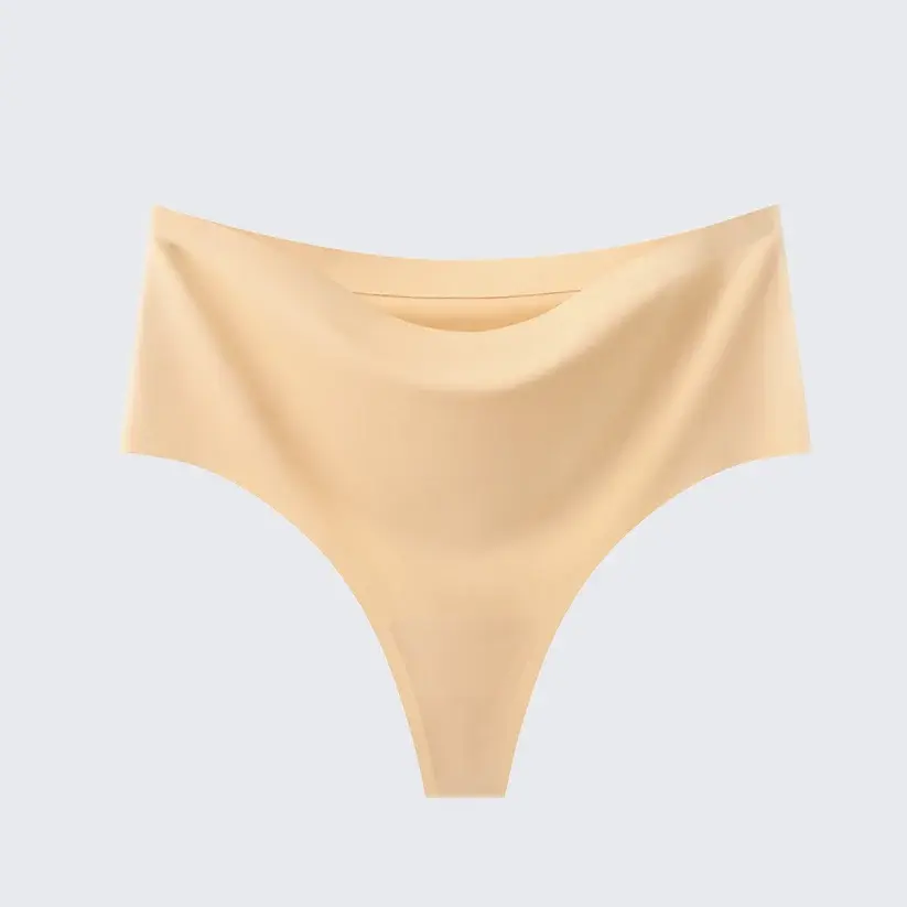 Women's Seamless Ice Silk Thong Underwear Leopard Print & Solid Color Panties