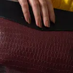 Croc-Embossed Oversized Clutch-marron