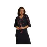 Navy Blue Embroidered Maxi Dress