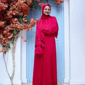 WATERMELON RED SATIN DRESS ISDAL