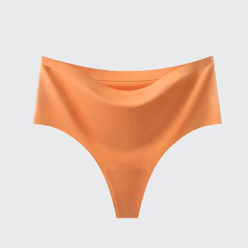 Women's Seamless Ice Silk Thong Underwear Leopard Print & Solid Color Panties