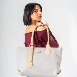 Tote Bag with Contrast Handle - BLACK