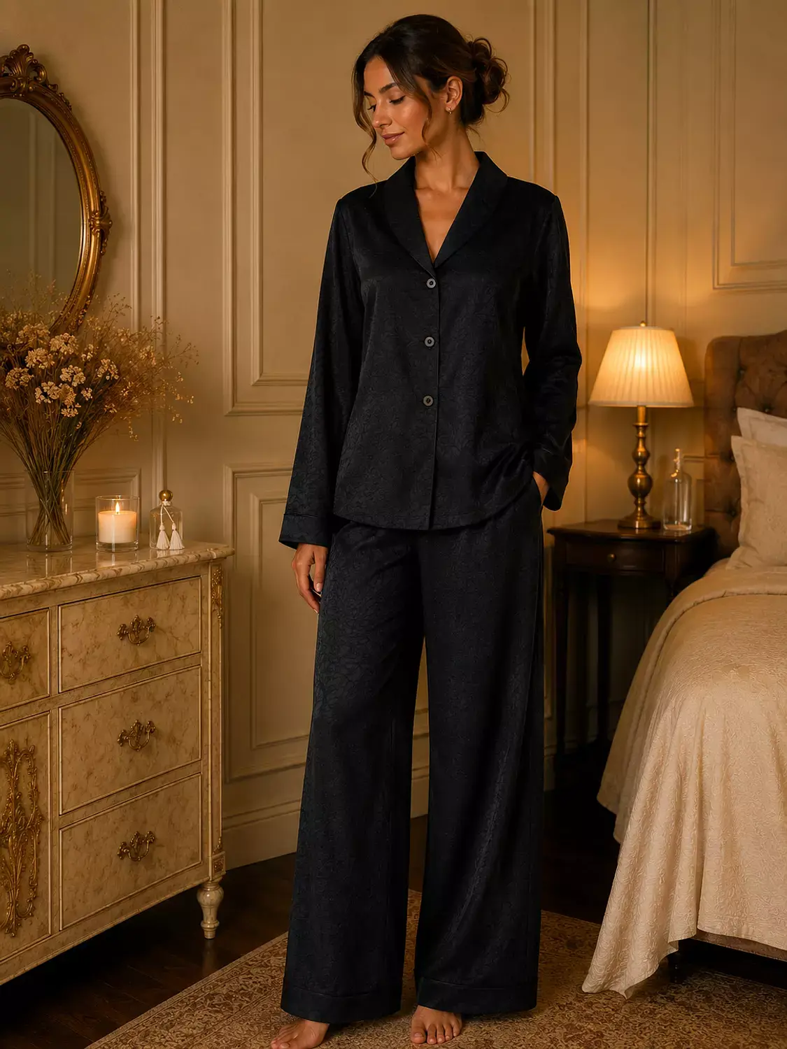 Noir crinkled Marble Effect pjs