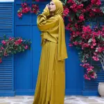 SAGE MUSTARD SATIN DRESS ISDAL