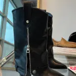 Black Leather Zipper Boots