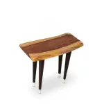 Solid Wood Live Edge Accent Table with Tapered Mid-Century Legs