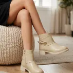 Leather Ankle Boots with Buckle Strap Detail B-57