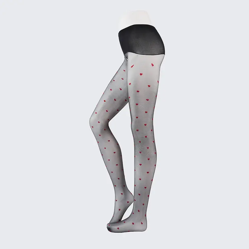 Red Heart Ultra Sheer Black Pantyhose Anti-Snag Jacquard Tights