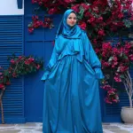 IRIS BLUE SATIN DRESS ISDAL