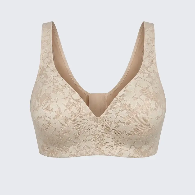 Seamless Lace Wirefree Push Up Bra Soft Support Plus Size Bralette