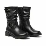 Ruched Boot with Metal Strap B-64