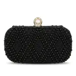 Pearl-Embellished Evening Bag with Geometric Diamond Pattern VS-70
