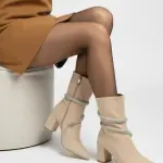 HALF BOOT LEATHER MID HEELS R-603