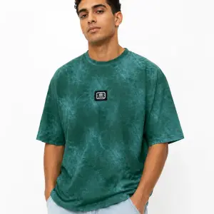 Green Small Print Oversized Fashion T-Shirt