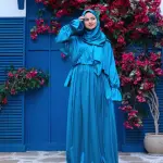 IRIS BLUE SATIN DRESS ISDAL