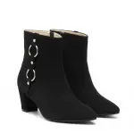 Elegant ankle boots with metallic ring details B-49
