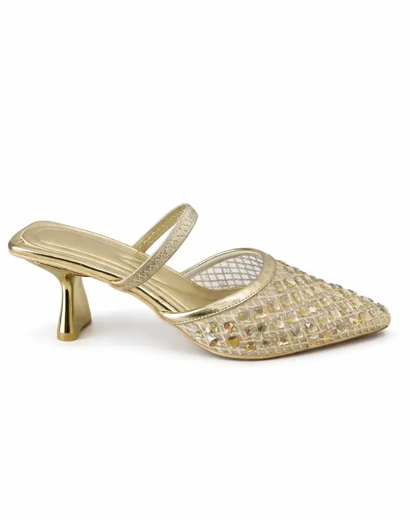 Elegant Embellished Mesh Heels C-83
