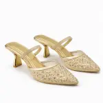 Elegant Embellished Mesh Heels C-83