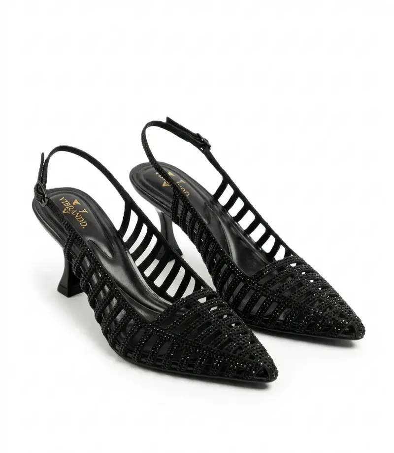 Crystal Embellished Mesh Heels C-89