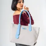 Tote Bag with Contrast Handle - BLUE