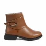 Leather Ankle Boots with Buckle Strap Detail B-57