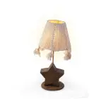 Handmade Boho Wooden Star Table Lamp with Macrame Shade