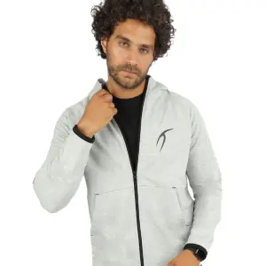 Full Zip Men's Light Gray Hoodie