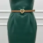 Leather Belt with Gold Heart Buckle BT-7
