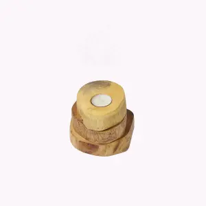 Unique Stacked Timber Log Candle Stand – Natural Wood Slice Tealight Holder
