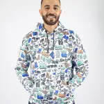 Allover Printed White Hoodie