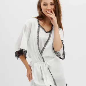 Silk satin dress with robe