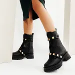 HALF BOOT LEATHER MID HEELS R-603