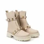 HALF BOOT LEATHER MID HEELS R-603