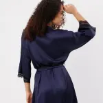 Lace Trim Satin Robe
