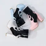 High-heeled boots with a flattering flame design. B-41