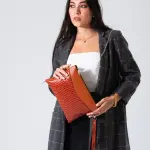 Modern Croco Clutch-camel