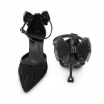 Elegant Lace Heels with Statement Bow C-126